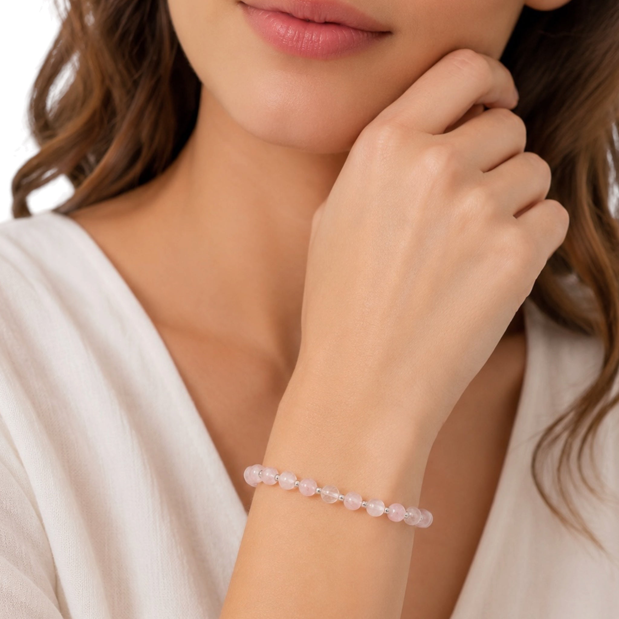 Armband Rosenkvarts – silver